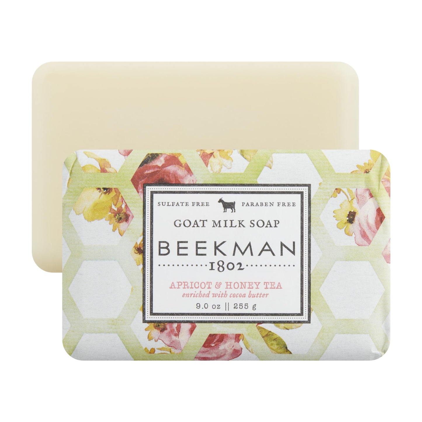 Beekman 1802 Goat Milk Body Soap Bar, Apricot & Honey Tea - Scented - 9 oz - Nourishes, Moisturizes & Hydrates - 100% Vegetable Soap with Lactic Acid - Good for Sensitive Skin - Cruelty Free