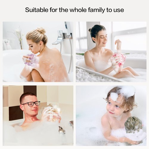 Fishent Bath Sponge Shower Loofahs 60g, 3 Pack Soft Net Body Scrubber, Durable Mesh Shower Pouf Bath Loofah Sponge Body Wash Puff for Women and Men