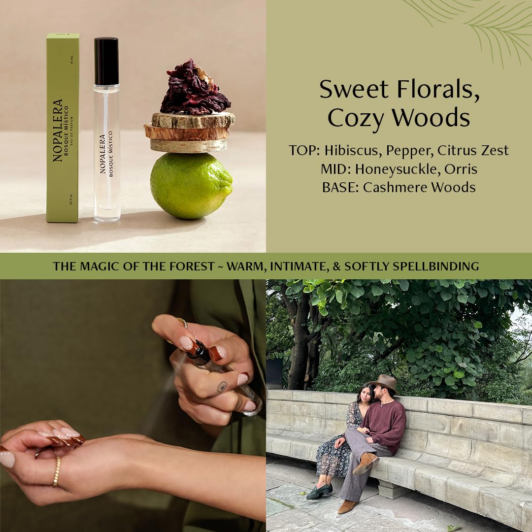 Nopalera Travel Fragrance Trio Gift Set, Three 10ml Eau de Parfum Sprays Featuring Bosque Místico, Dulce de Cuerpo and Flor de Madera, Clean Fragrance, Free from Pthalates (3x10ml)