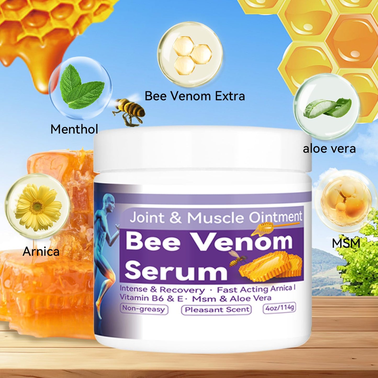Cedonivor Bee Venom Joint Cream, Joint & Muscle Soothing, Bee Venom Cream for Back, Knee, Hands, Neck, Feet