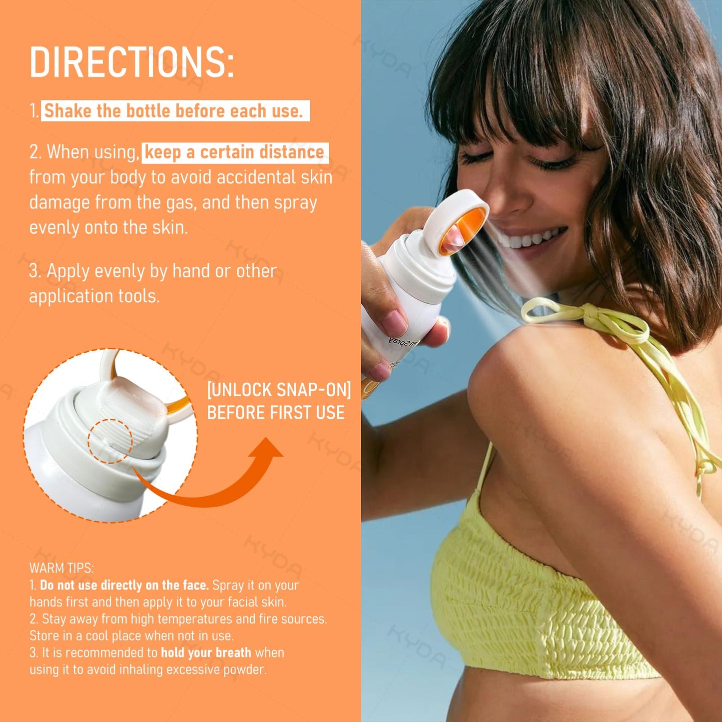 KYDA Reef Safe Sunscreen Spray, SPF 50 Body Sunscreen Infused with Vitamin E, 360° Mist, Lightweight Non-Greasy, Water Resistant, UV Protection for Face and Body, 5.07 fl oz