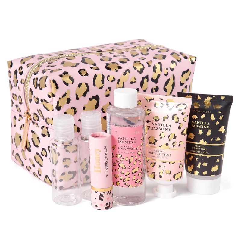 Tahari Vanilla Jasmine Spa Gift Set | Luxurious Bath Kit with Lotion, Scrub, Wash & Lip Balm - Perfect Self-Care Gift for Women