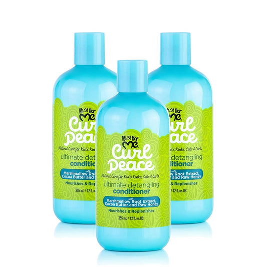 Just For Me Curl Peace Ultimate Detangling Conditioner 3-Pack - Nourishing Formula with Marshmallow Root, Cocoa Butter & Honey, Sulfate-Free, 12 oz