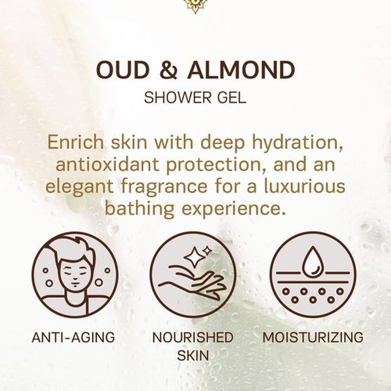 AUTHENTIC BATH & SOAP All Natural - Oud & Organic Sweet Almond Oil Mens Body Wash - with Vitamin E & Hyaluronic Acid, Moisturizing, Gentle Cleansing Shower Oil for Men, Cruelty Free & Vegan 16.9 Fl Oz