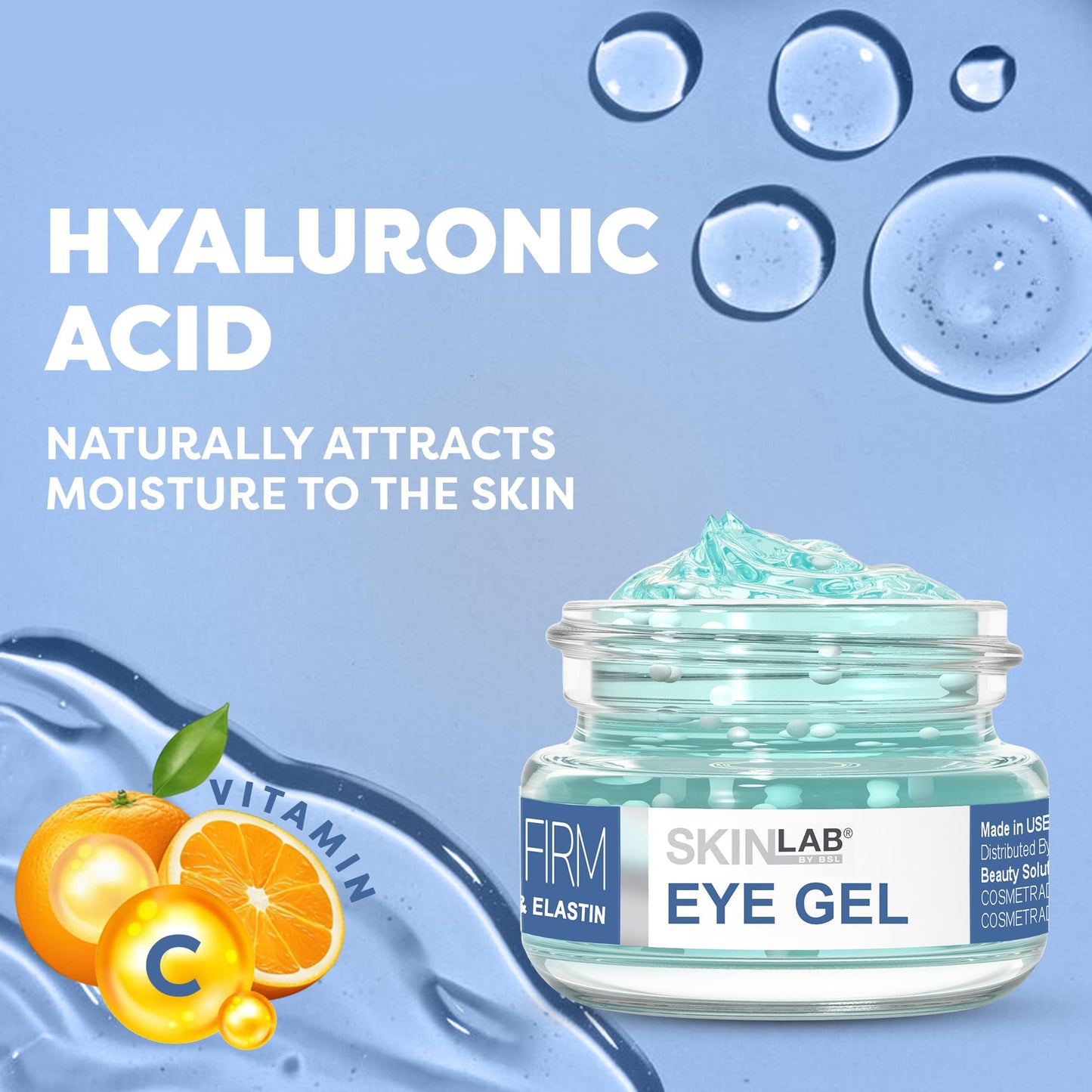 SKIN LAB Lift & Firm Eye Gel – Hydrating Gel Cream with Hyaluronic Acid for Under Eye Moisture & Smoothing, Lightweight Serum for Women & Men, 0.5 oz
