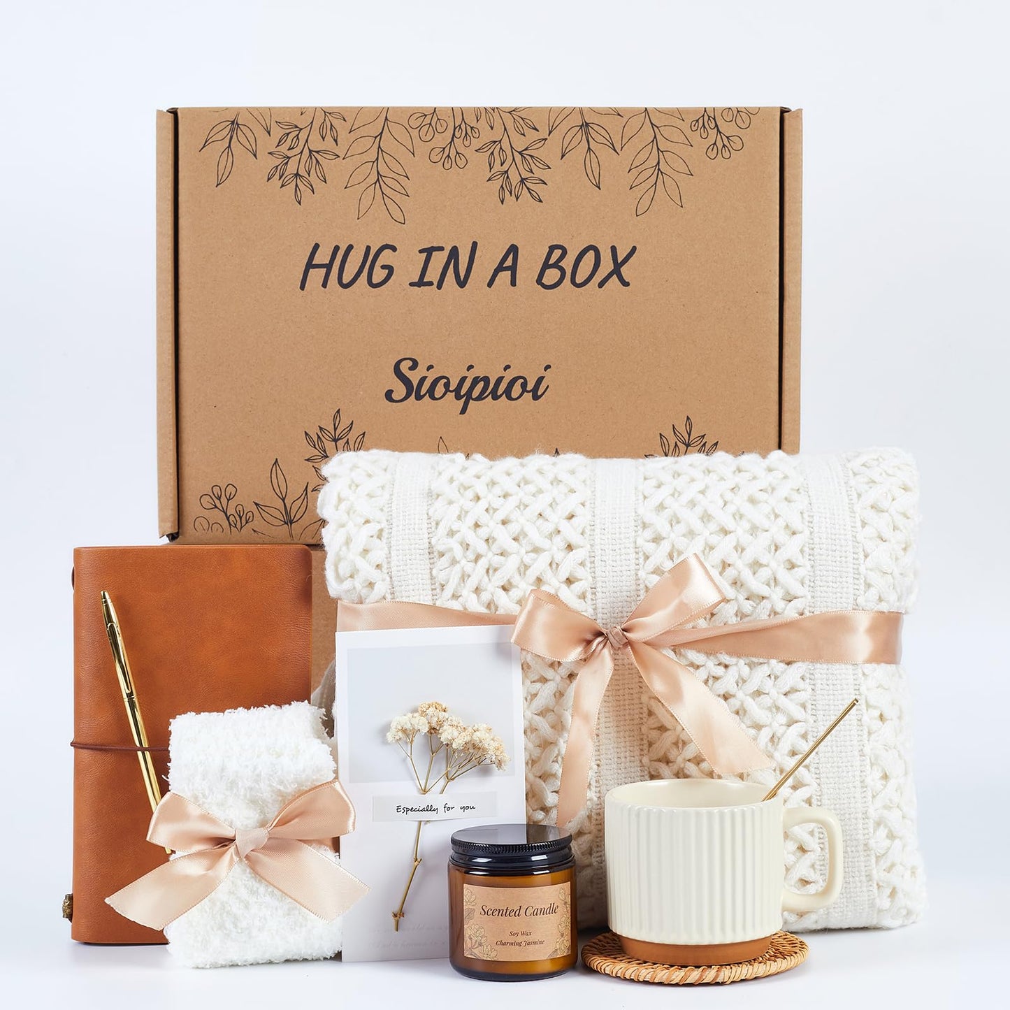 Self Care Gift Baskets for Women, Get Well Soon Gift Package, Thinking of You Sympathy Gift Baskets, Birthday Gift Basket, Sending Hugs Gifts Idea for Mom Her Friends Sister Coworker