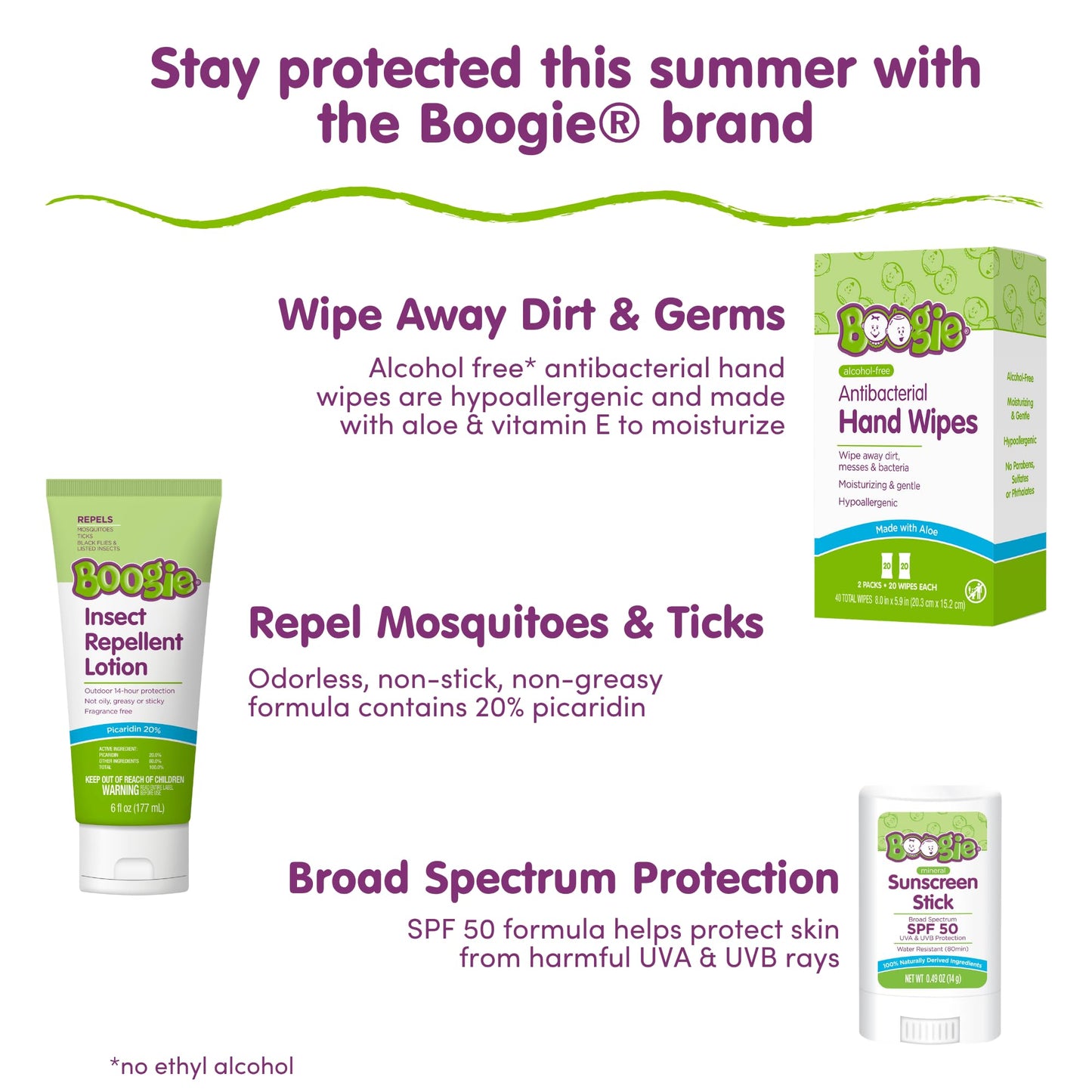 Boogie Mineral Sunscreen Stick SPF 50 - (2 Pack) 0.49 oz - Sunscreen for Kids - Broad Spectrum UVA & UVB Protection - Water Resistant - Hypoallergenic - 100% Naturally Derived Ingredients