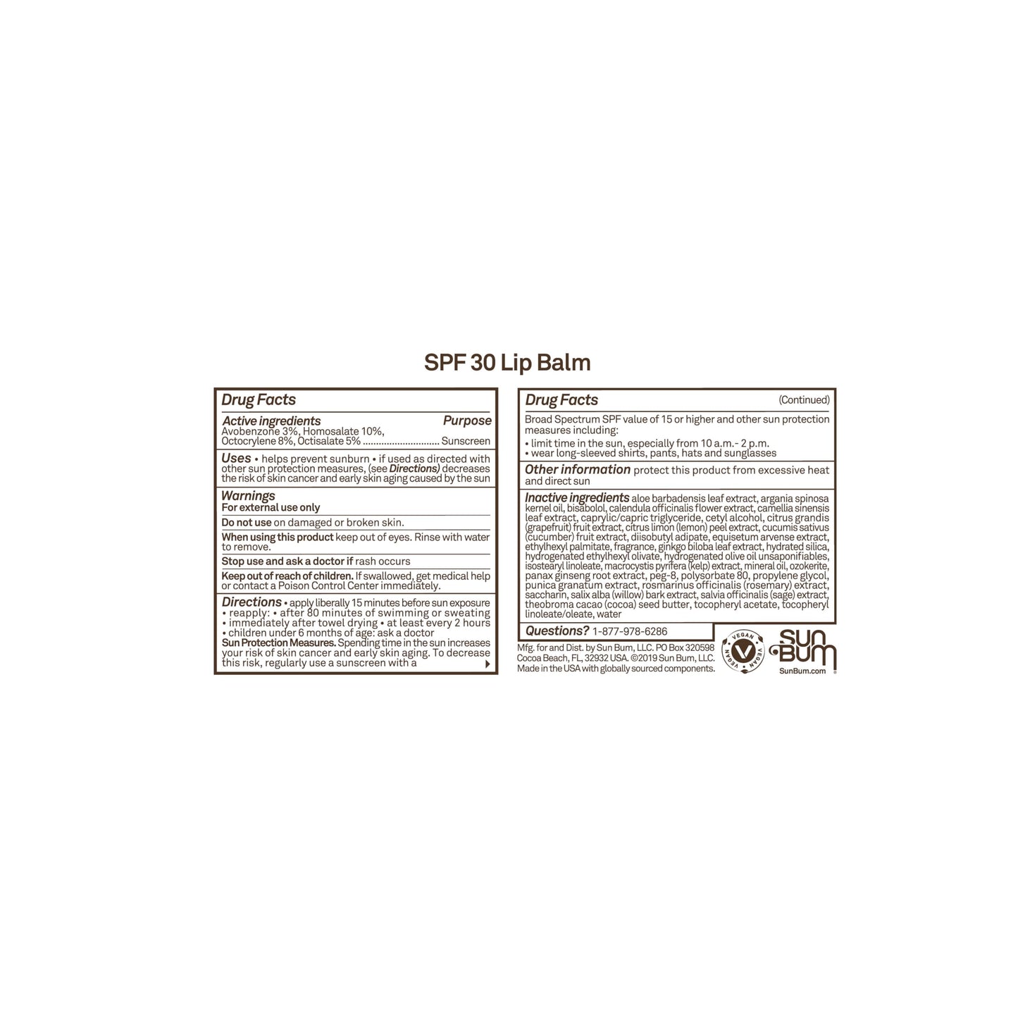 Sun Bum SPF 30 Sunscreen Lip Balm, Coconut - 0.15 oz Stick