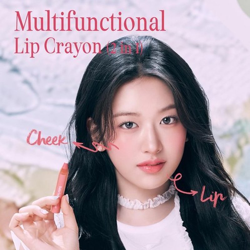 CLIO Butter Balm Crayon, 2-in-1 Lip and Cheek Tint, Buildable Lightweight Cream Blush, Crayon Lipstick Makeup (008 POP-ART BERRY, One Size)
