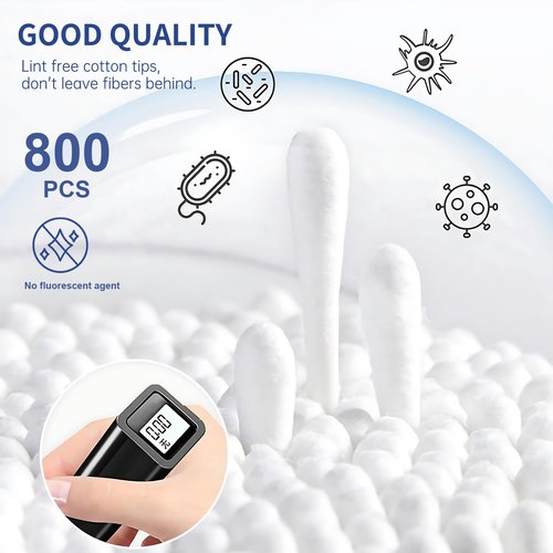 Pointed Tip Cotton Swabs, 800 Count Double Precision Tips Cotton Swabs Round Head Cotton Buds with Paper Stick, Cotton Buds for Makeup, Personal Care, Crafts
