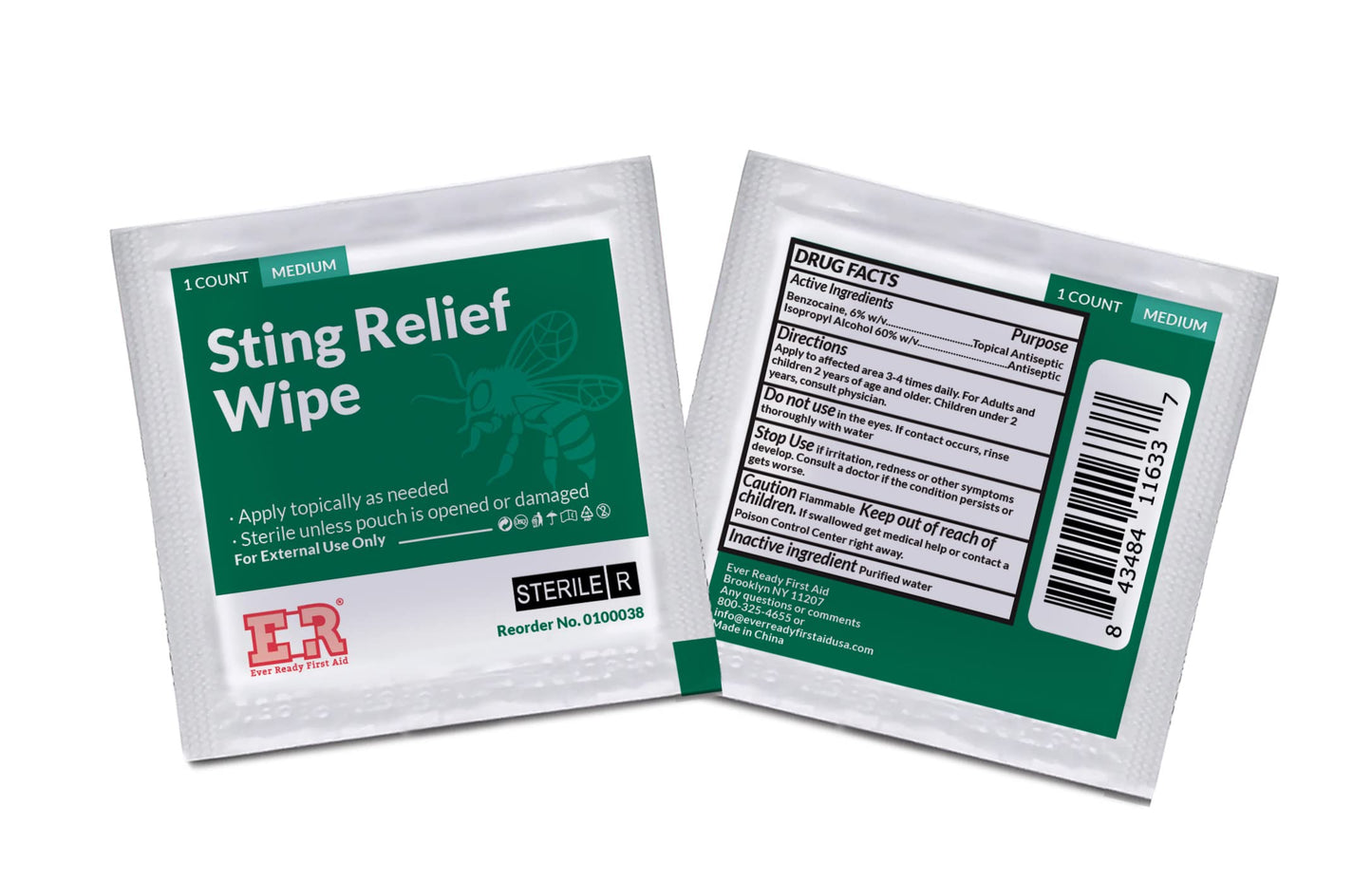Ever Ready First Aid Sting Relief Wipes, 100 Count…