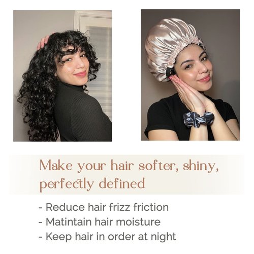 YANIBEST Satin Bonnet for Sleeping, Hair Bonnets for Women and Men, Double Layer Ajustable Silky Bonnet for Curly Braids Hair