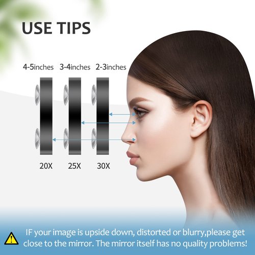 MIYADIVA 30X Magnifying Mirror, Small Magnifying Mirror with Suction Cup and Tweezers, As a Travel Magnifying Mirror, Compact Mirror Set for Plucking Eyebrows 3.5 Inches