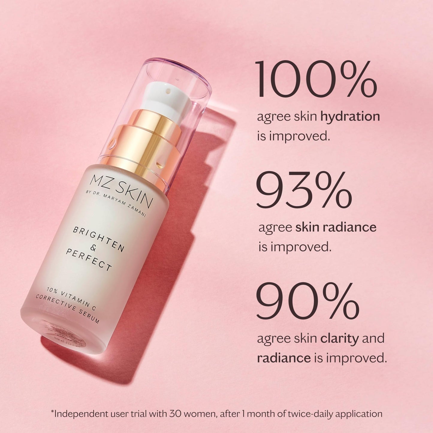 MZ SKIN Brighten & Perfect Vitamin C Serum, 10% Brightening Treatment for Dark Spots, Pigmentation to Reveal Glowing Renewed Skin, With Tranexamic Acid, 1.01 fl oz