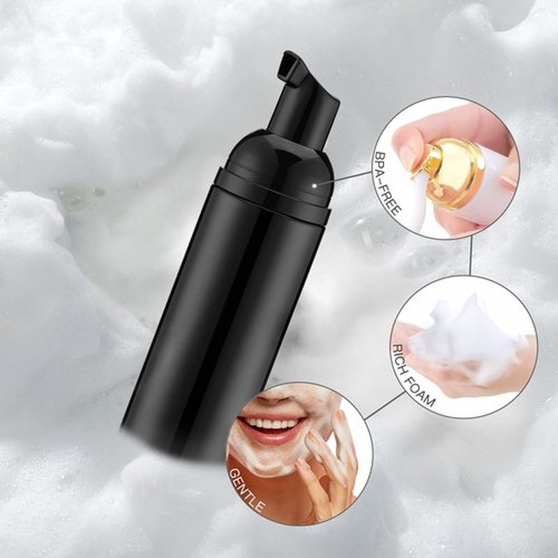 Tekson 10PCS Soap Foam Bottle (2 oz), Empty Travel Foaming Lash Shampoo for Cleanser, Dispenser (Black Pump)