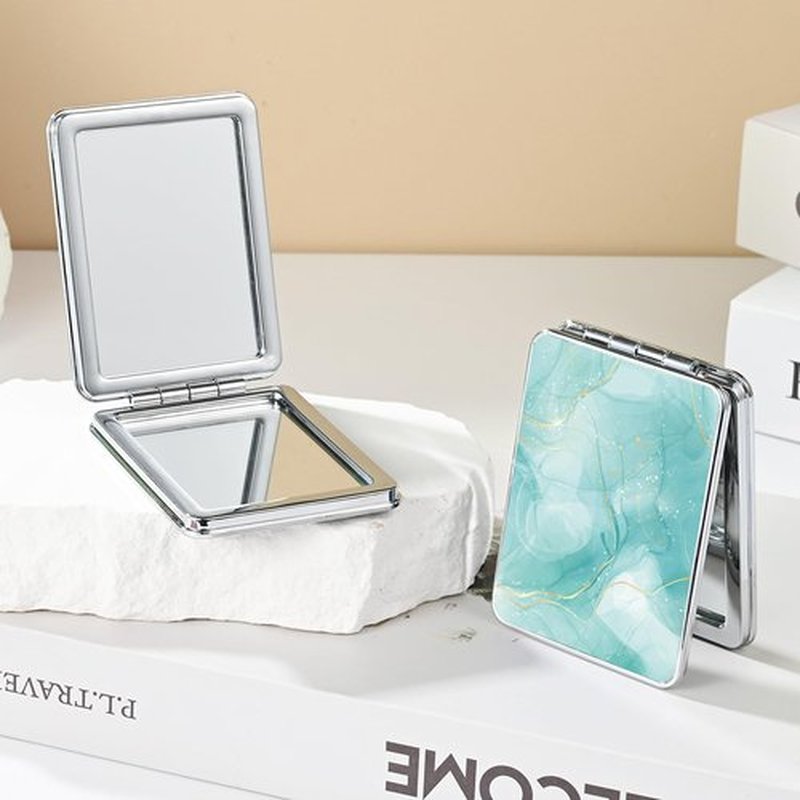 dcdcee Pocket Mirror, Small Travel Mirror with Magnification, Portable Double-Sided Magnifying Cosmetic Mirror for Daily (Beautiful Marble)