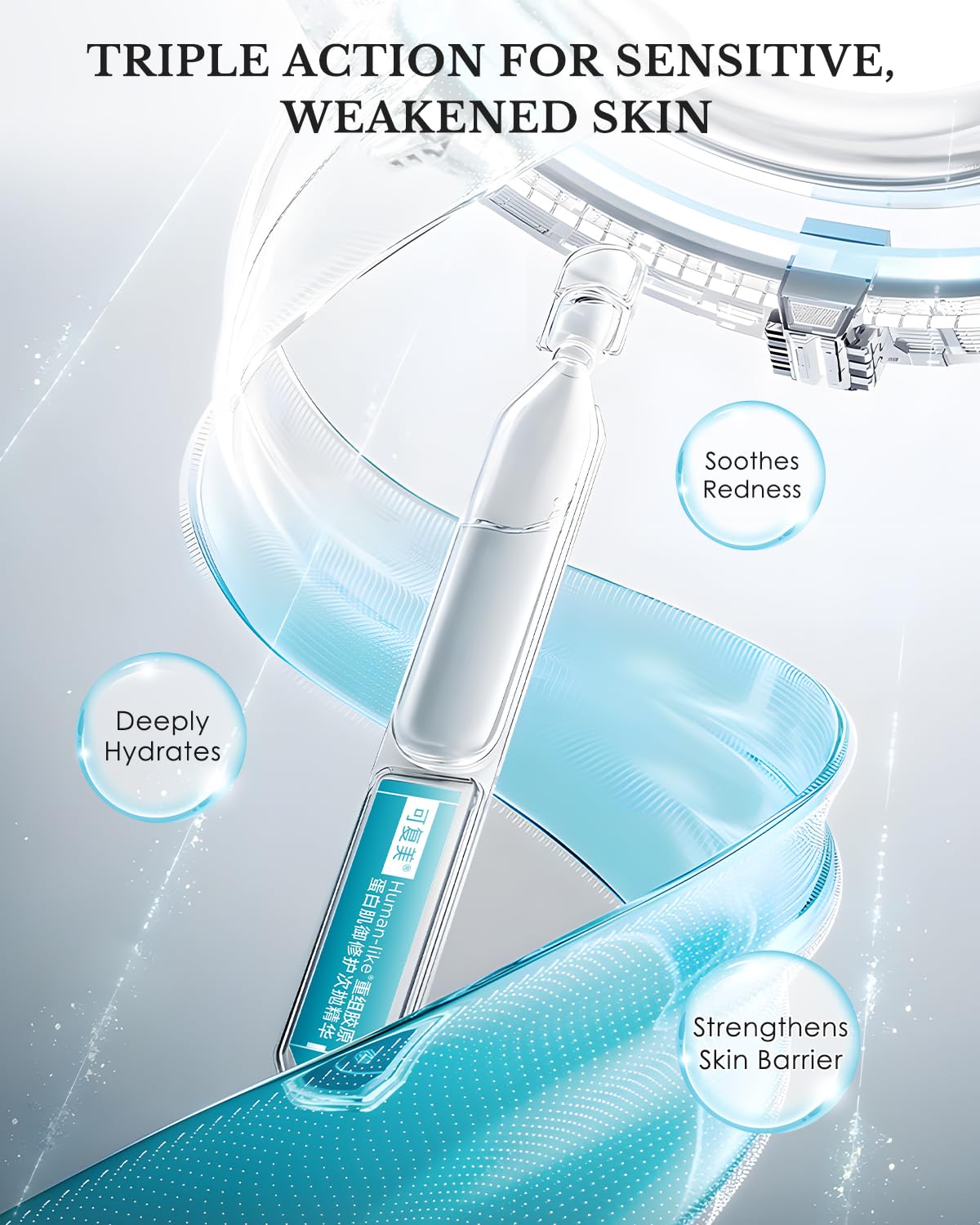 KOMFYMED Recombinant Collagen Essence – Barrier Repair Serum for Sensitive Skin, Redness Relief & Deep Hydration (1.5ml / 0.05 fl.oz × 30 Single-Use Ampoules)