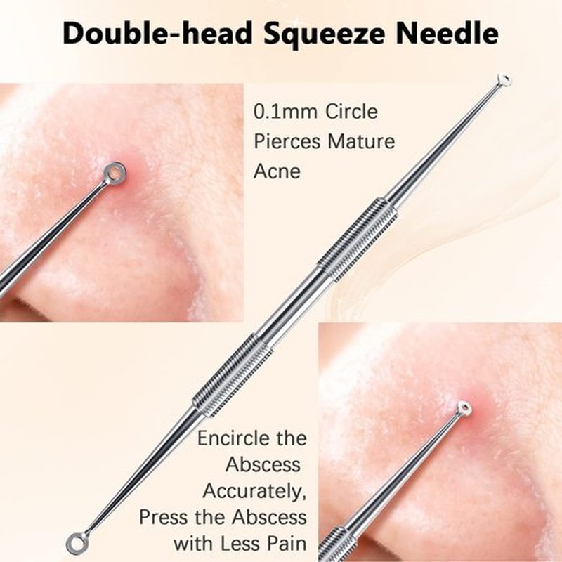 TAYTHI Blackhead Remover Tool, Pimple Popper Tool Kit, Blackhead Extractor Tool for Face, Extractor Tool for Comedone Zit Acne Whitehead Blemish, Stainless Steel Extraction Tools (Pack of 2)