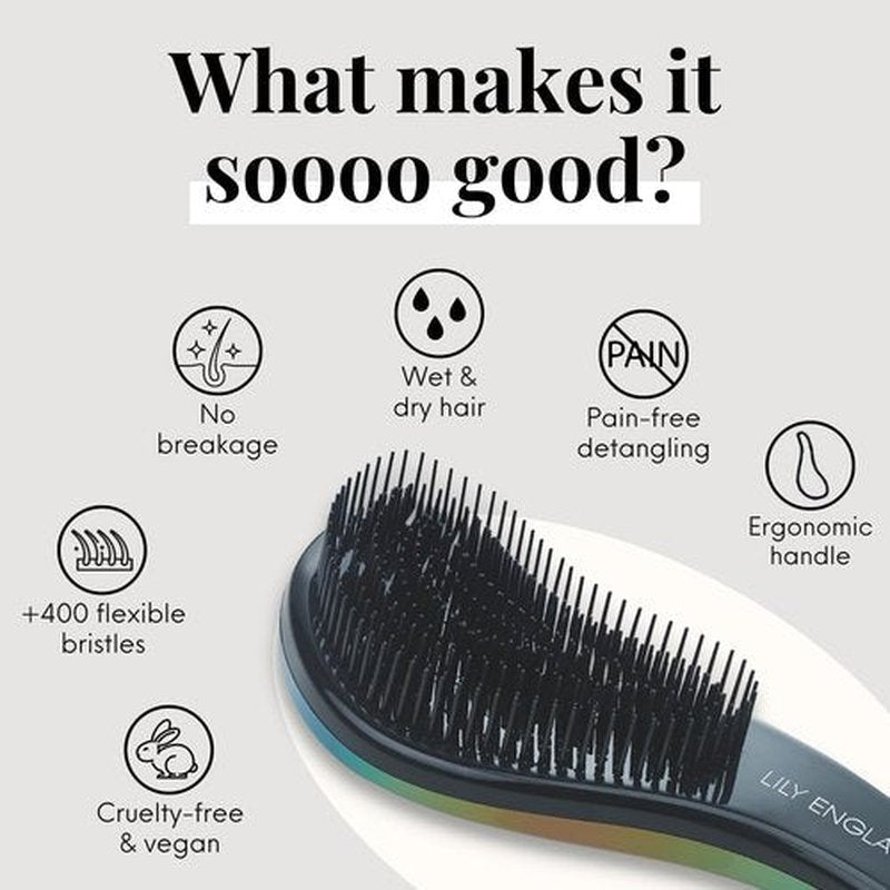 Detangler Brush for Thick Hair, Curly, Straight & Natural Hair - Gentle Detangling Hair Brush for Women, Kids & Toddlers w/Flexible Bristles - Lily England Hairbrush for Wet & Dry Hair, Petrol