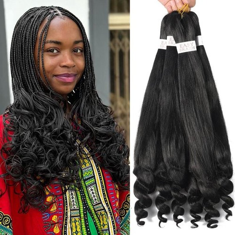 Braiding Hair Pre Stretched French Curly Braiding Hair Crochet Braids Natural Easy Braid Crochet Hair Hot Water Setting Professional Soft Yaki Straight Hair For Braiding (12inch（pack of 6）, 1B)