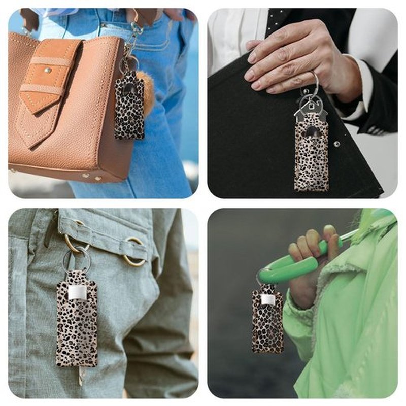 OLYCRAFT 2pcs Lipstick Holder Keychain Leopard Print Lip Balm Holders Elastic Diving Fabric Lipstick Keychains Portable Lipstick Holder Bags Lipstick Sleeve Key Ring Holder for Lipstick Chapstick