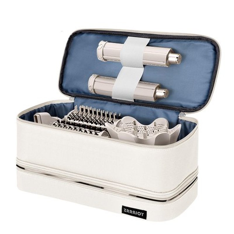 ZRRAJOY Double Layer Storage Case For Shark Flexstyle, Travel Carrying Case For Shark 430/440 Flexstyle, Organizer Bag For Shark Flexstyle/Dyson Airwrap Styler Attachments (Beige)