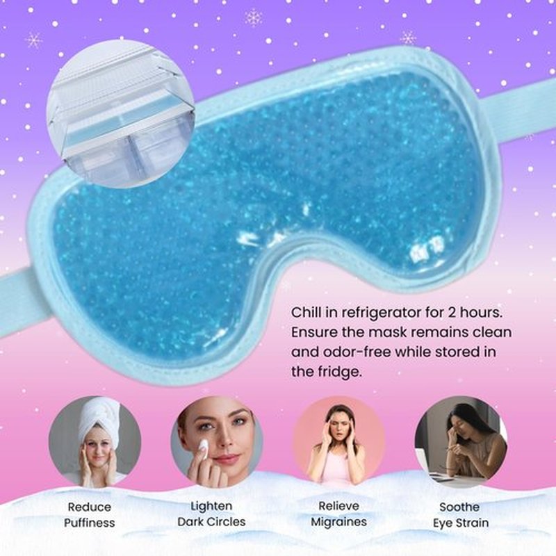Cooling and Heating Gel Bead Eye Mask - Reusable Eye Mask with Cooling Gel for Puffiness, Migraines, Headaches & Post-Surgery Relief - Cold Eye Mask for Puffy Eyes & Relaxation (Blue)