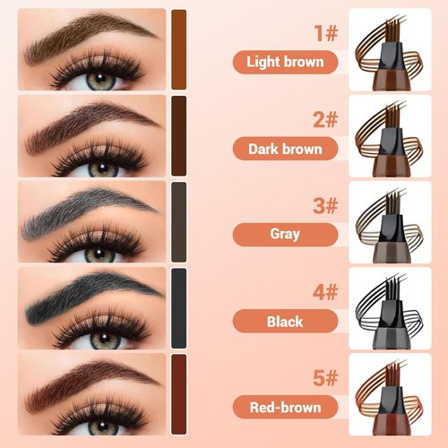 Upgrade Microblading Eyebrow Pen, 3D Waterproof Microblading Eyebrow Pencil 4-Tip Waterproof Eyebrow Pen, Natural Makeup Long-Lasting Fine Stroke Magic Eyebrow Pencil (Red Brown)
