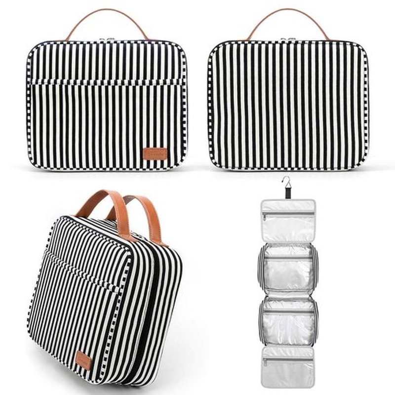 Bosidu Hanging Travel Toiletry Bag,Large Capacity Travel Toiletry Organizer for Traveling Women with 4 Compartments & 1 Sturdy Hook,Perfect for Travel| Daily Use| Valentines' Day