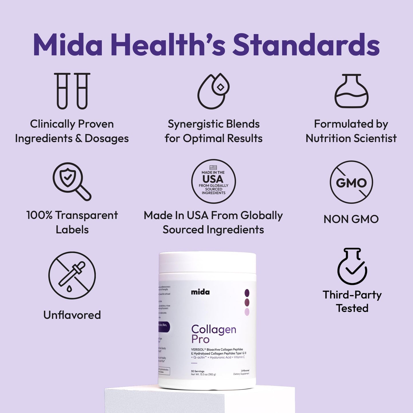 VERISOL® Hydrolyzed Collagen Peptides Type I & III with Vitamin C, Hyaluronic Acid, Biotin, Q-ACTIN® | Unflavored Powder for Smooth Skin, Thick Hair, Strong Nails & Joint Health | 30 Servings