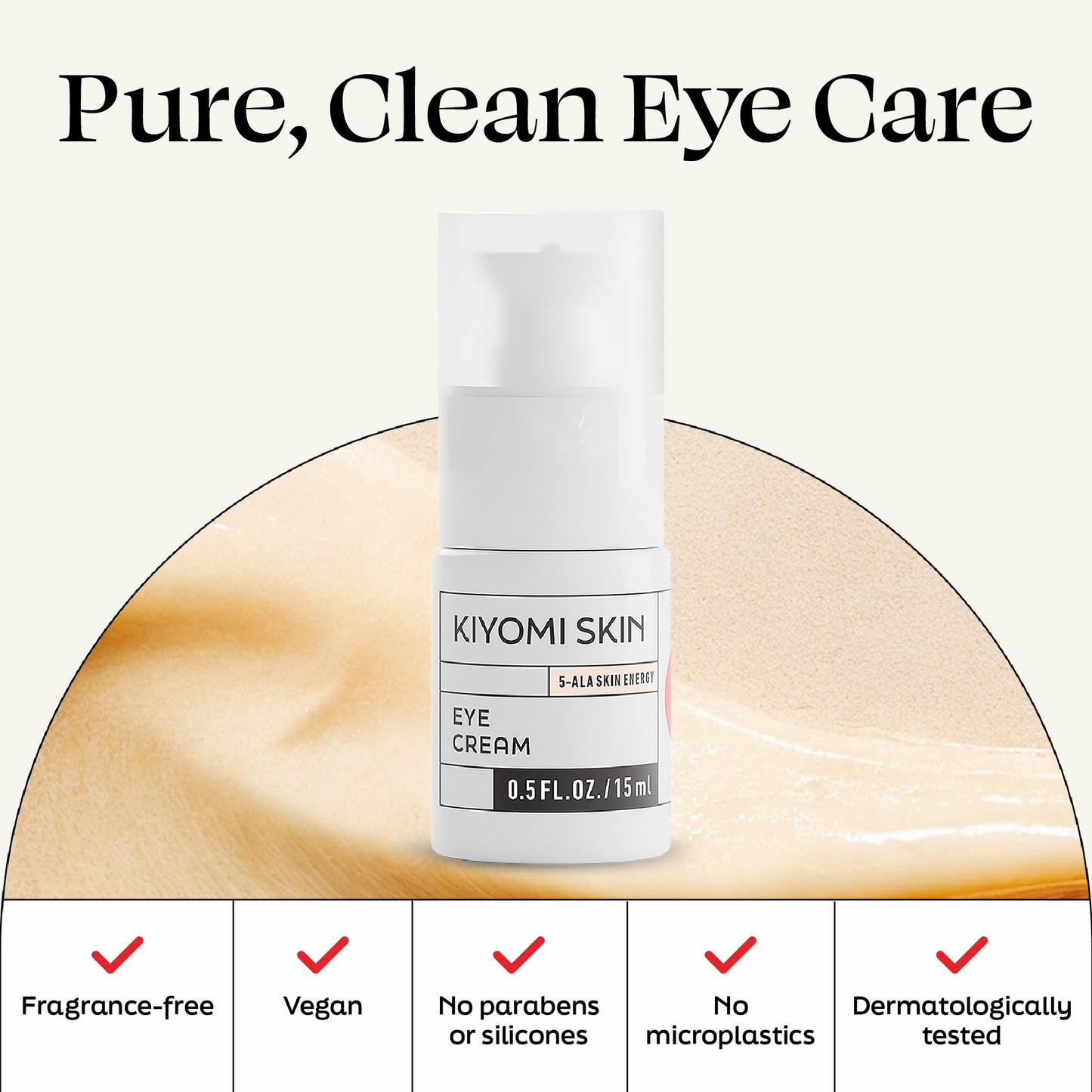 Kiyomi Skin Under Eye Cream - Hydrating Eye Moisturizer with 5-ALA, Ceramides & Peptides for Dark Circles, Puffiness, Fine Lines - Fast-Absorbing Treatment for Sensitive Skin - Made in Germany