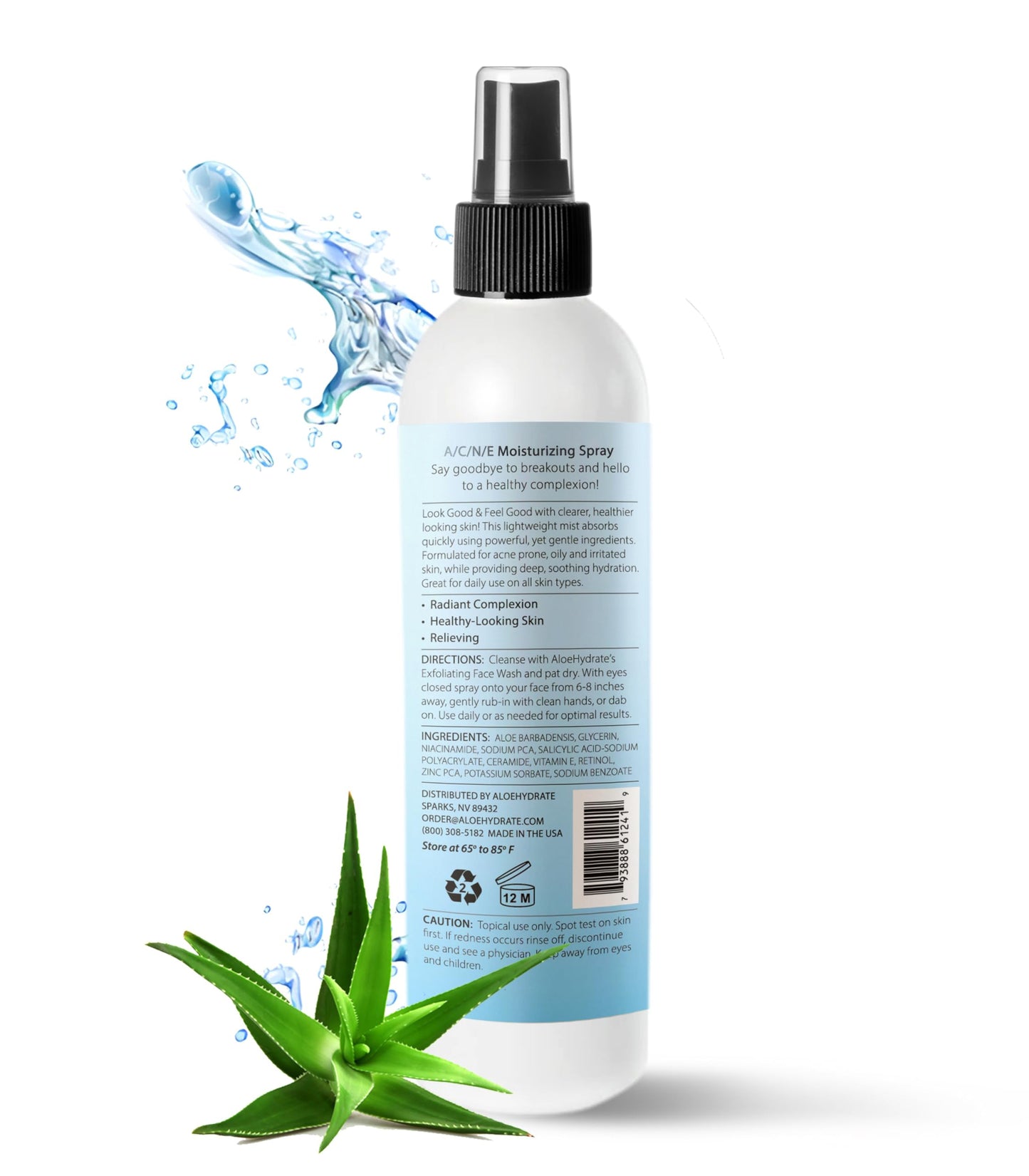 ACNE Moisturizing Face Spray. A Face Mist for Acne Care Powered by Aloe vera. Its Potent Gentle Formula Helps Fight ACNE, Blemishes & OIliness for a More Clear, Smooth & Healthy Complexion.