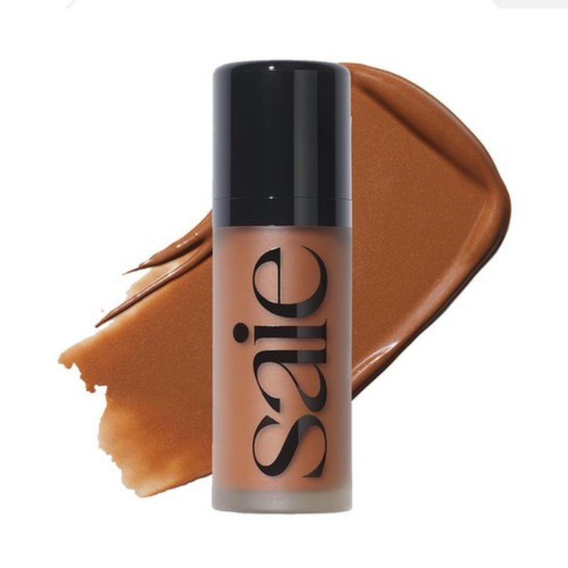 Saie Dew Bronze - Soft-Focus Liquid Bronzer + Liquid Contour - Enriched with Plant-Derived Glycerin to Effortlessly Blend + Deeply Nourish Skin - Travel Size Holiday Gifts - Swim (0.4 oz)