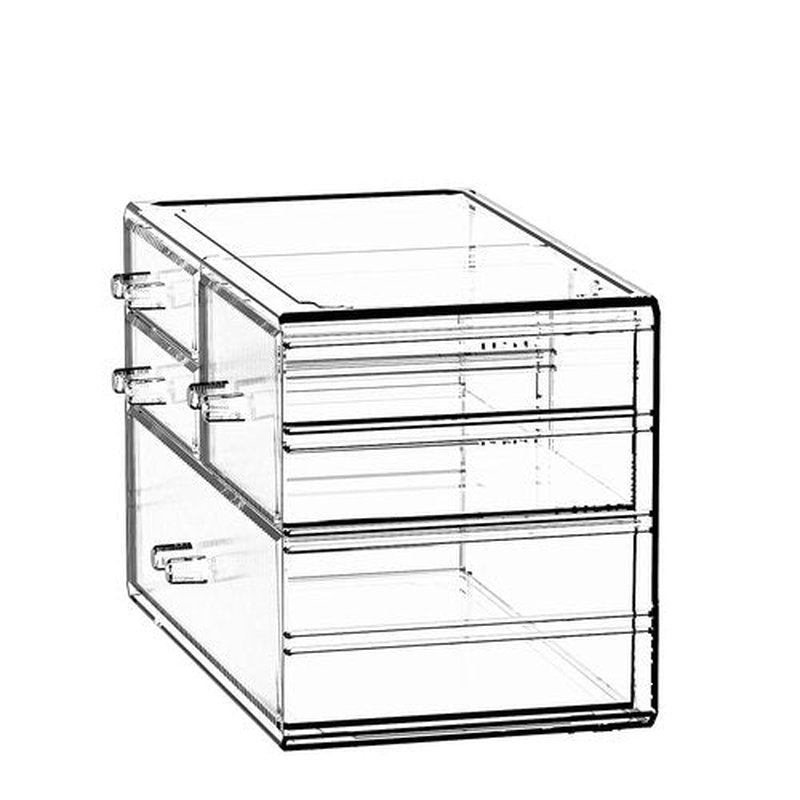 ZHIAI Stackable Storage Drawers, Acrylic Bathroom Counter Organizer Clear Makeup Organizers for Vanity, Kitchen Cabinets, Bathroom, Undersink, Home Organization and Storage (4 Drawers, Pattern B)