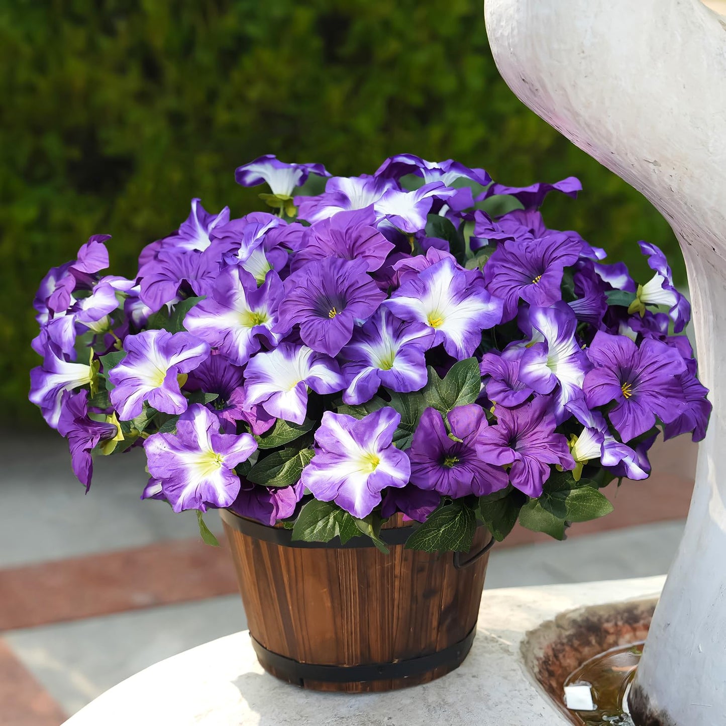FULLMUSIC Autumn Artificial Flowers for Outdoors, UV Resistant Fake Morning Glory, Look Real Faux Silk Plants for Front Door Garden Porch Planter