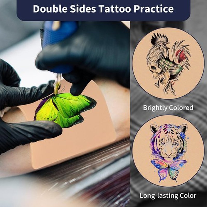 3MM Tattoo Practice skin - 10pcs Double Sides Thick Fake Skin Tattoo Skin for Practicing,Soft Silicone Tattoo Eyebrow Practice Skins for Beginner & Experienced Tattoo Artist…