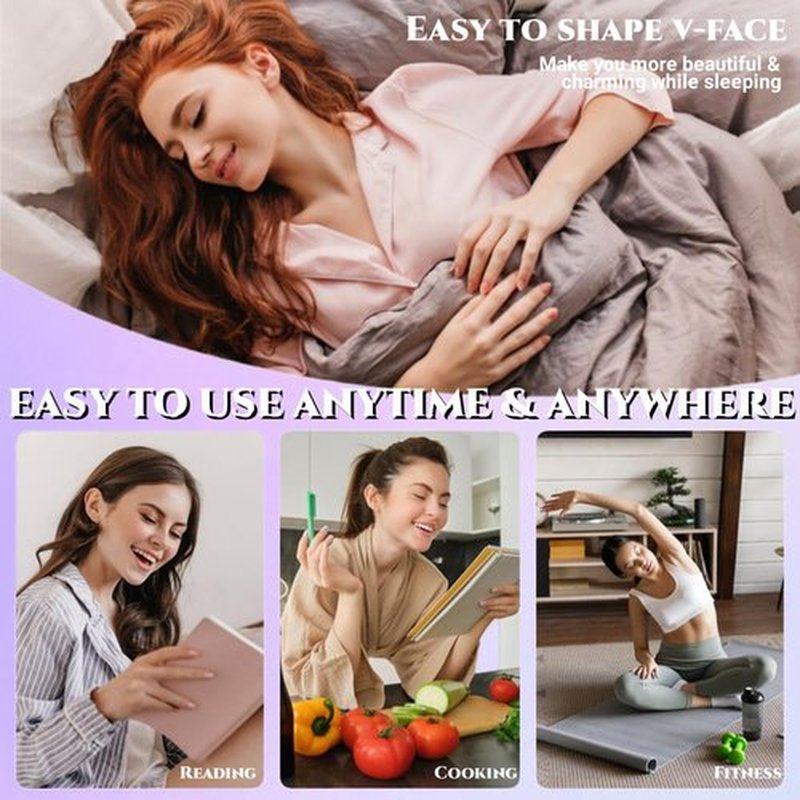 V Line Lifting Mask Chin strap for sleeping, V Line Lifting Mask for Women,Jaw Exerciser，Medium,Purple