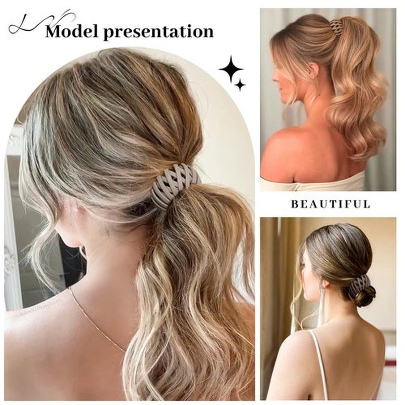 6Pcs Bird Nest Magic Hair Clips Hair Nest for Bun Strong Ponytail Holders for Women Girls (Neutral, Small)