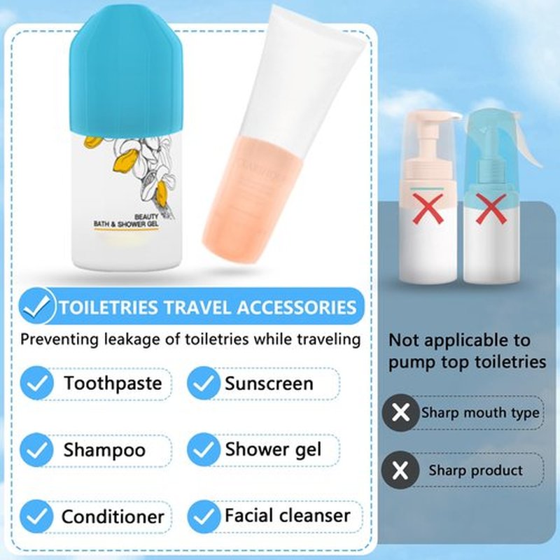 8 Pack Silicone Bottle Covers,Elastic Sleeves for Leak Proofing,Travel Essentials for Women Men,Reusable Accessories Luggage for Travel Size Toiletries,Cruise Ship Essentials, Travel Must Haves