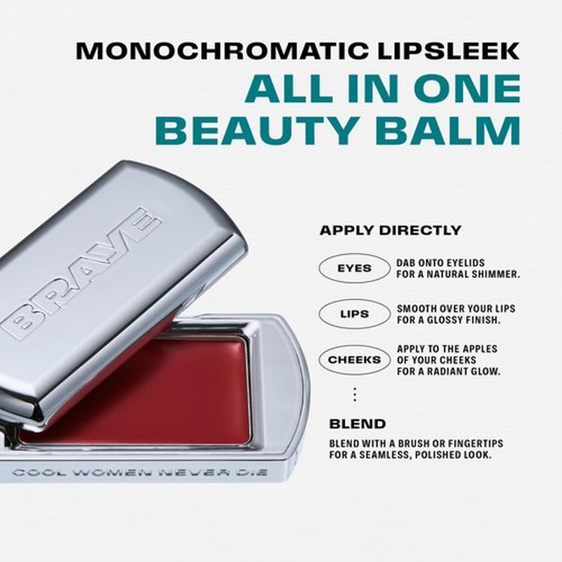 BRAYE Lipsleek Lip Balm, Monochromatic Cream Blush 2-in-1 Face Makeup, Hydrating & Mood Buildable, Vegan + Cruelty-Free Glow for Cheeks l 06 Plucky