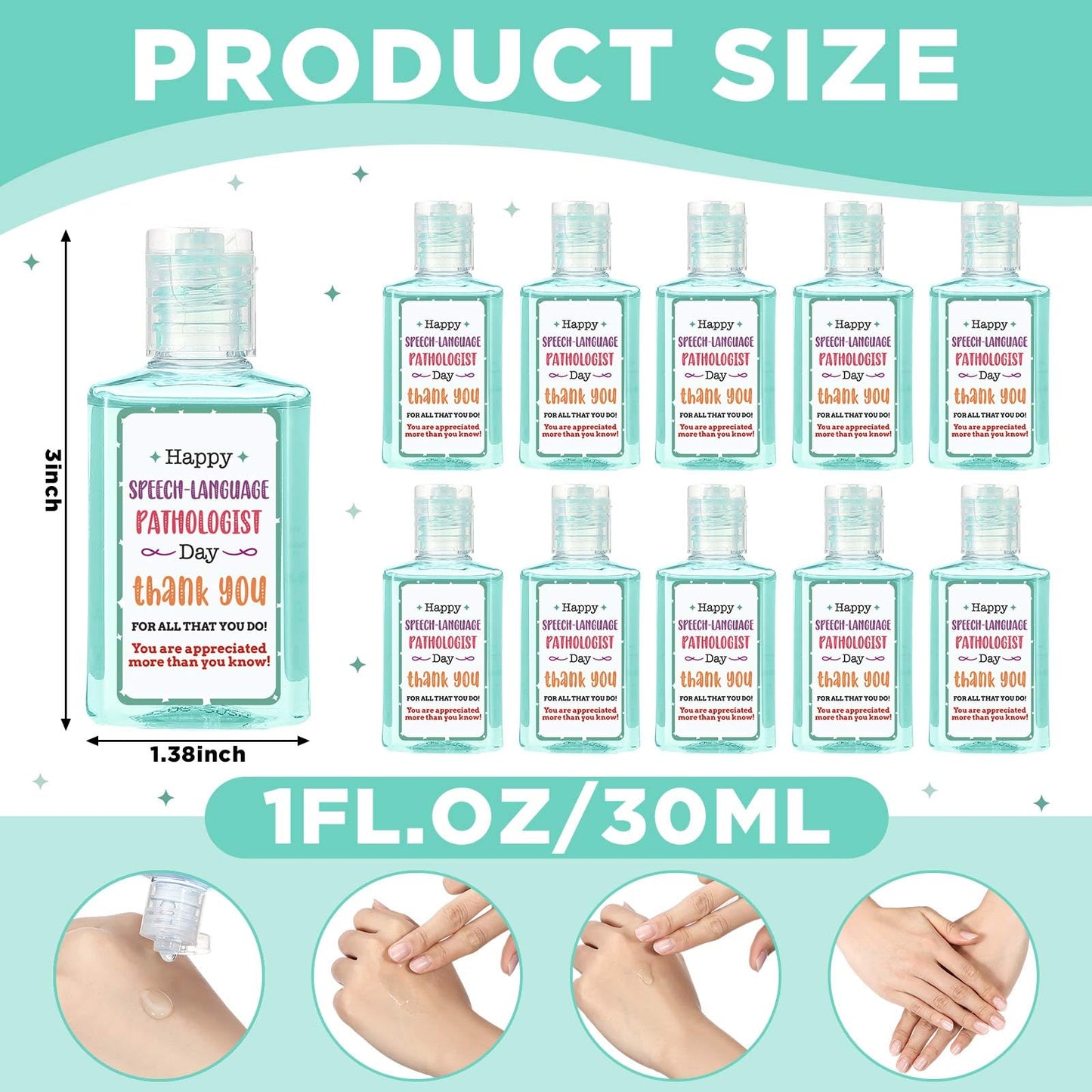 Demissle 24 Pcs Speech Therapy Gifts Bulk SLP Mini Hand Soap Gel Bulk Scented Hand Soap Travel Size Speech Therapist Appreciation Gifts for Coworkers Graduation Party Favor