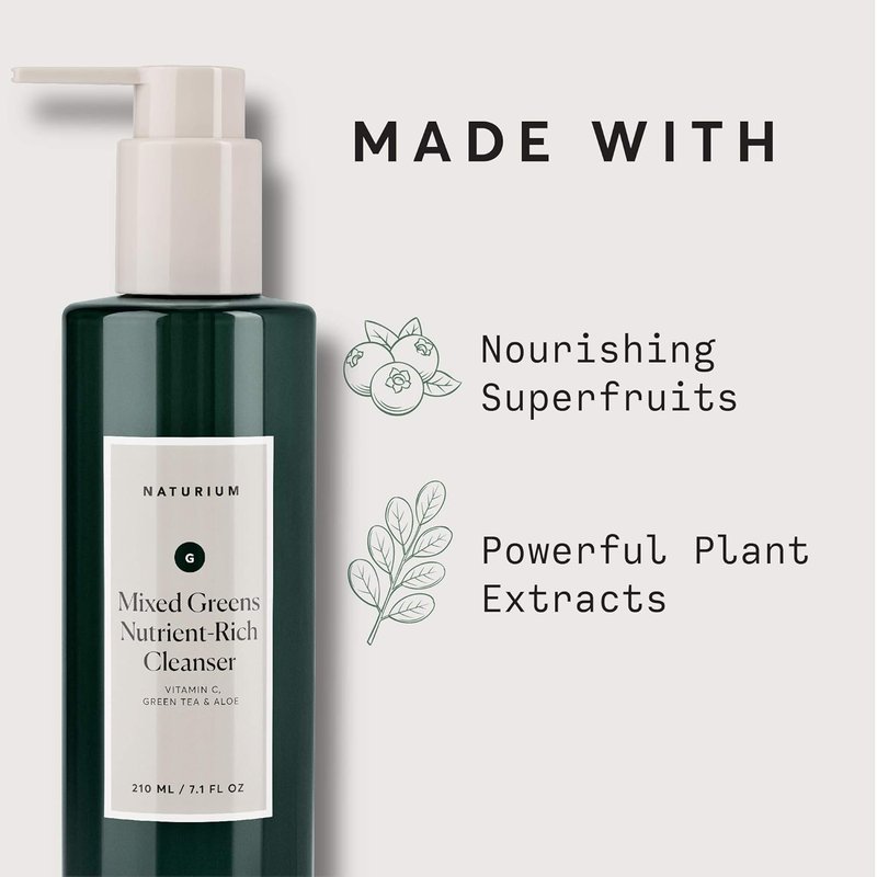 Naturium Facial Cleanser - Nutrient-Rich Formula with Vitamin C, Green Tea & Aloe | 7.1 oz
