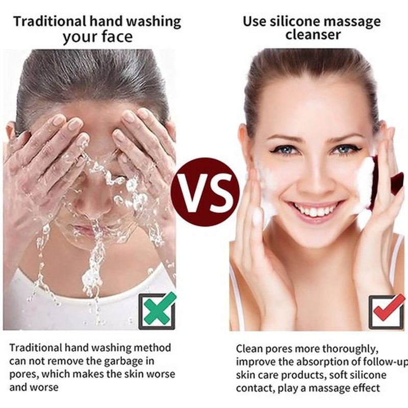 VWMYQ Silicone Face Scrubber for Men Facial Cleansing Brush Silicone Face Wash Brush Manual Waterproof Cleansing Skin Care Face Brushes for Cleansing and Exfoliating (red)