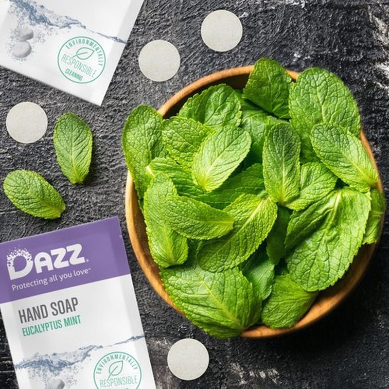 Dazz Foaming Hand Soap Refill Pack (4 Refill Tablet Packets) Hand Soap Refill, Naturally Safe & Non Toxic, Rich Lather Hand Wash, Eucalyptus Mint Scent (Foaming Pump Dispenser Required)