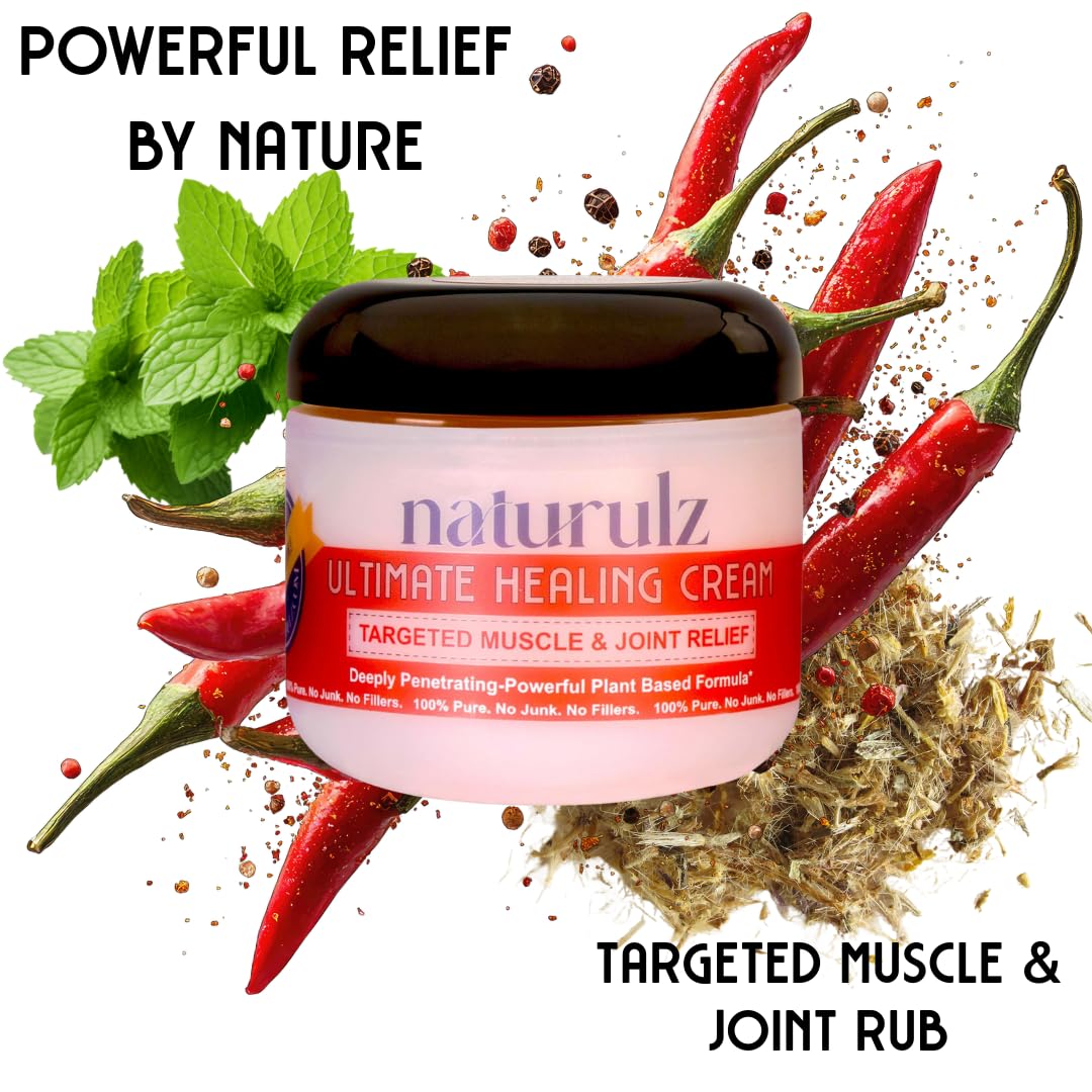 Naturulz Ultimate Healing Cream 4 Ounce All-Natural Muscle Rub & Joint Topical for Back, Neck & Shoulder Discomfort with Arnica, Calendula & Capsaicin. 'NO Junk' Formula.