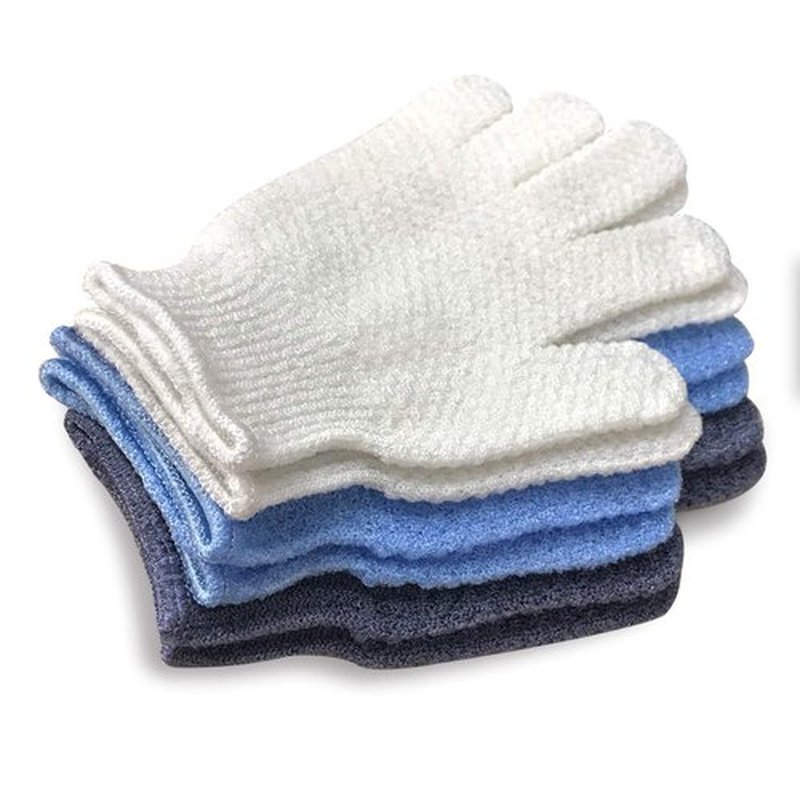 Evridwear Exfoliating Glove for Shower Man and Women, Dual Texture Bath Body Scrub Gloves Dead Skin Cell Remover forHome Spa, Massage,with Hanging Loop (3 Pairs)