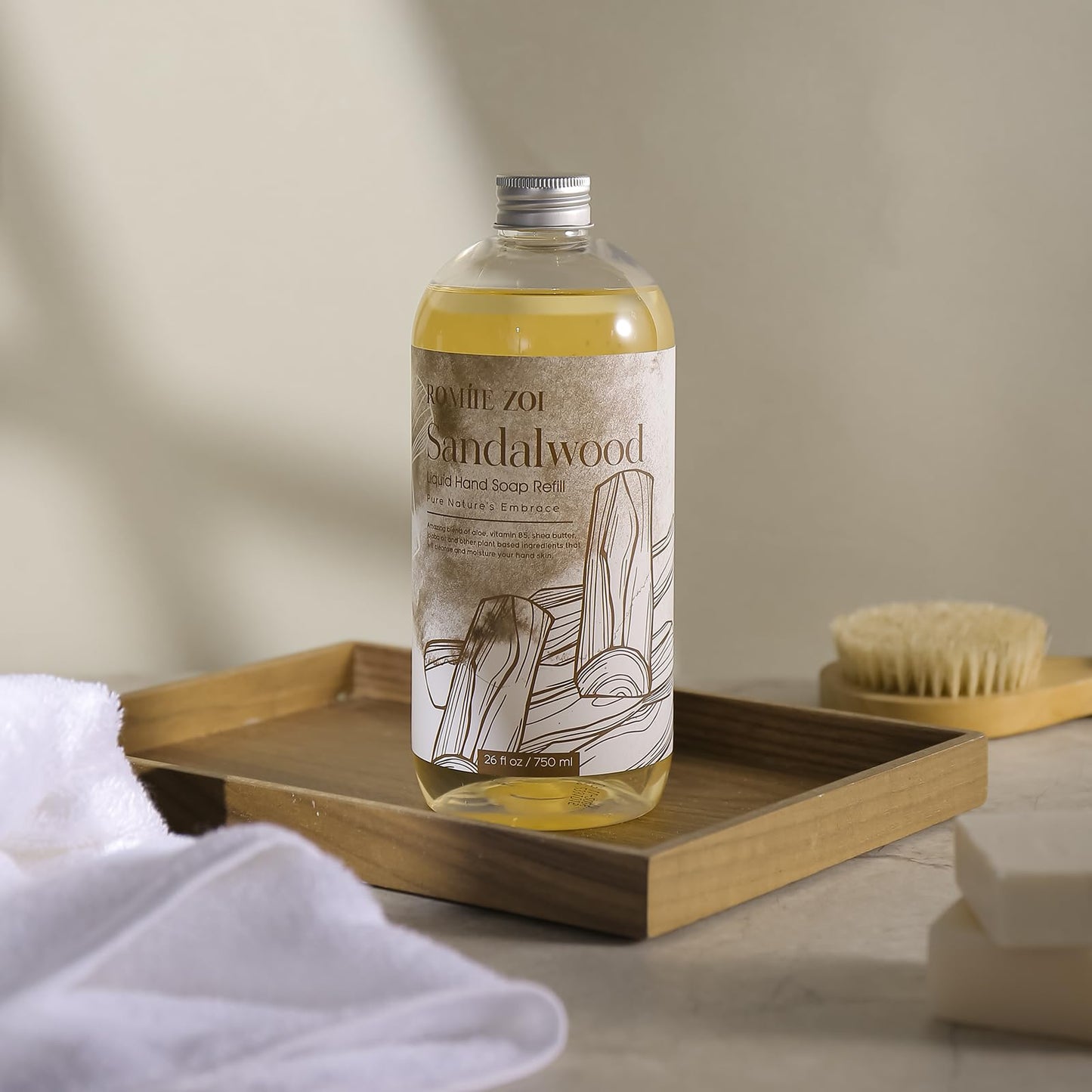 ROMIIE ZOI Liquid Hand Soap Refill, Sandalwood,Gentle & Moisturizing Formula, 750 ML/ 26 FL OZ