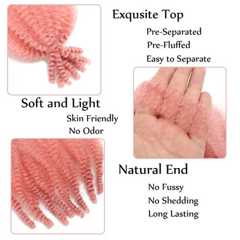 8 Packs Springy Afro Twist Hair Pink Marley Twist Braiding Hair 8 Inch Kinky Twist Hair Short Marley Hair Wrapping Hair for Soft Locs Passion Hair Extensions