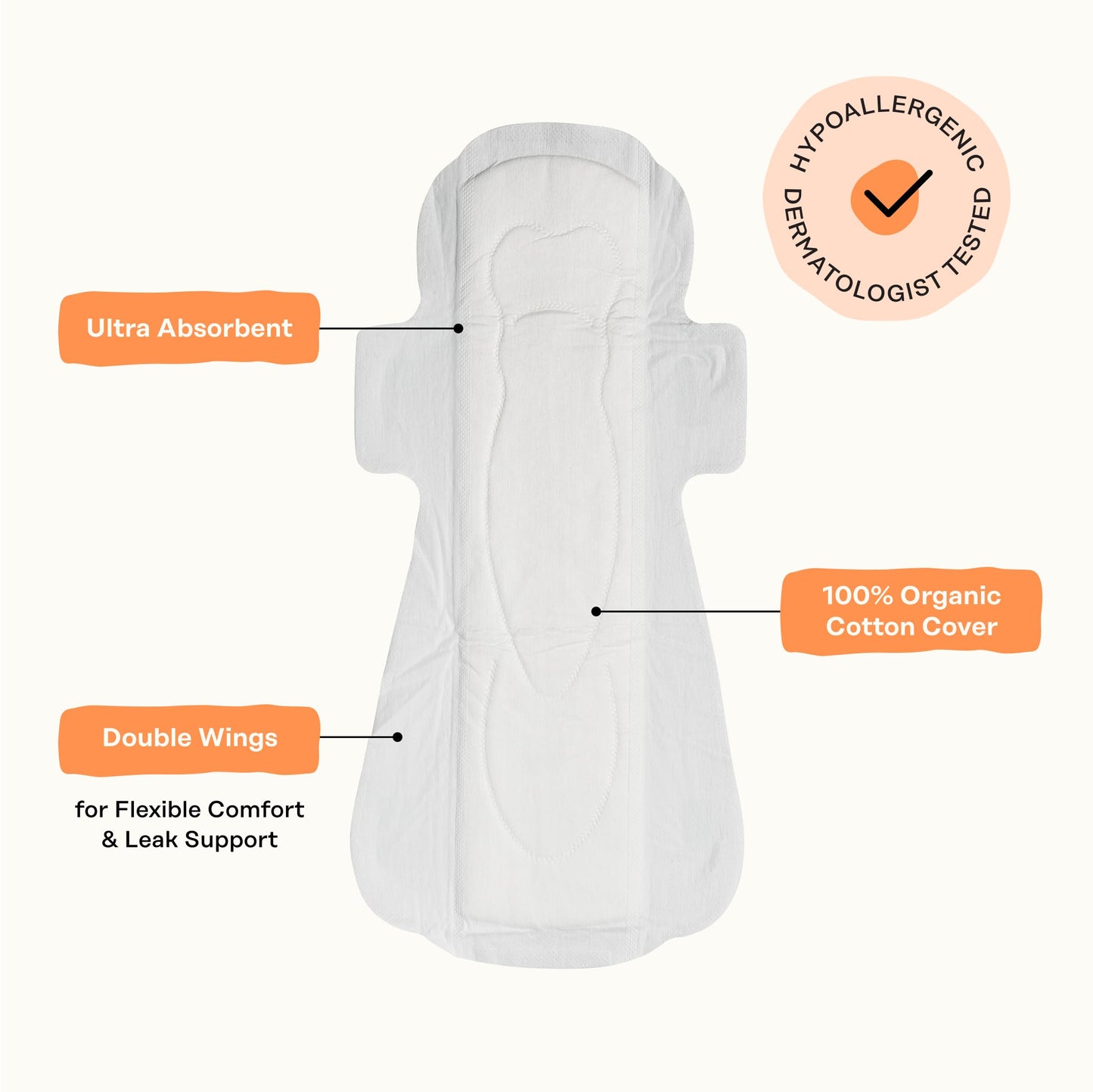 The Honey Pot Company - 48ct - Sanitary Pads for Women - Non-Herbal Overnight w/Wings - Organic Cotton Cover & Ultra-Absorbent Pulp Core - Feminine Care