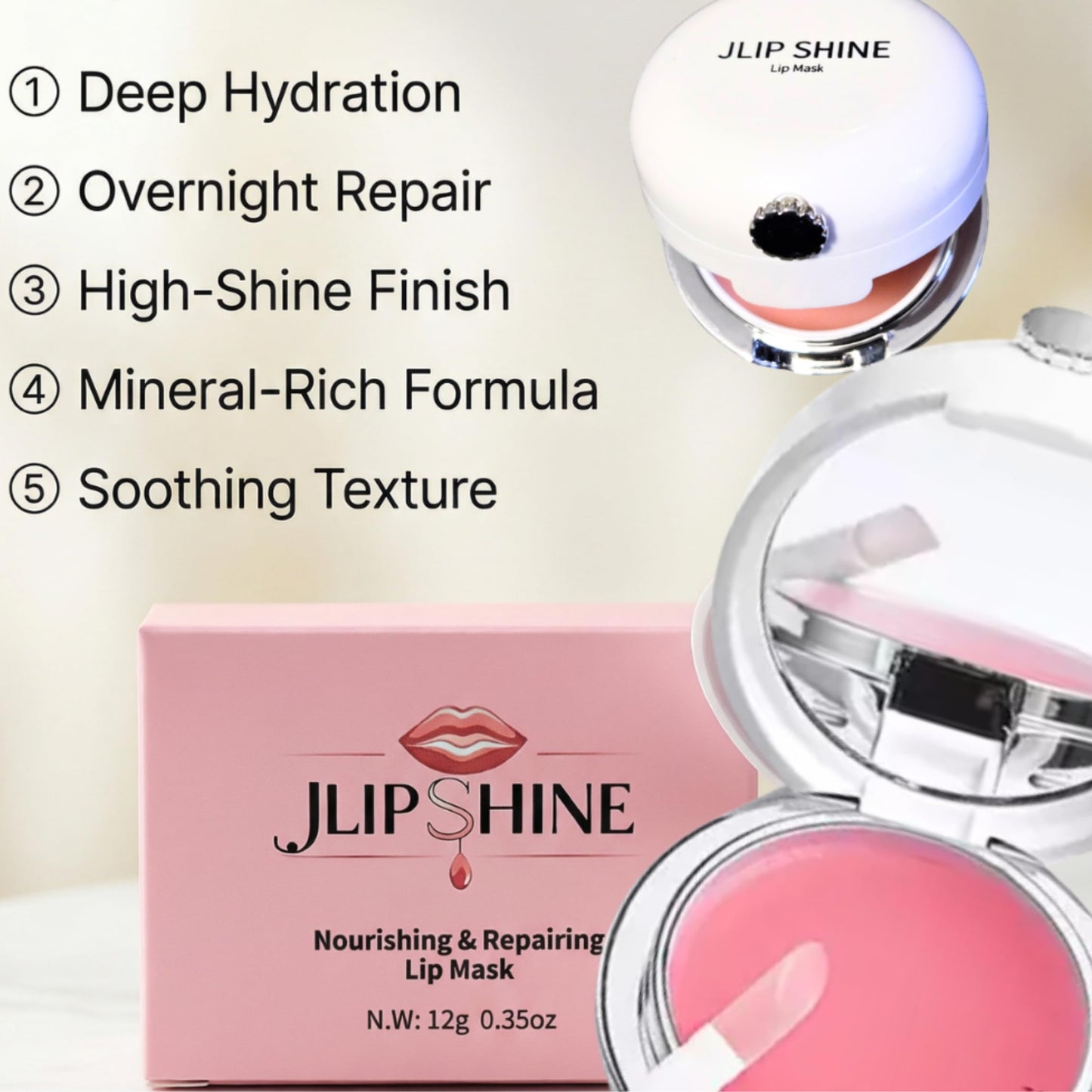 Nourishing & Repairing Overnight Lip Mask, Lip balm Vegan Deep Hydration with Mineral-Rich Formula, Waterproof.35oz (Rose, flavor)